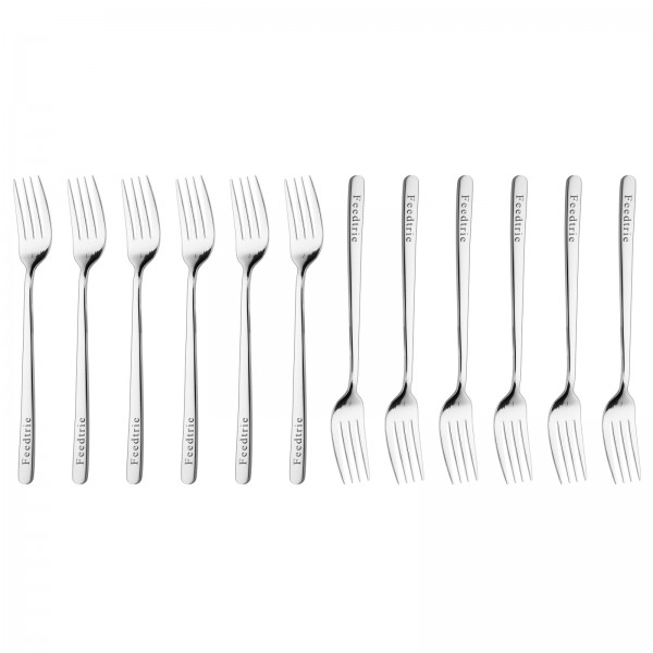 Feedtrie 12 pcs Stainless Steel Fork – High Quality and Durable – Ergonomic Design with Smooth Polished Surface – Dishwasher Safe for Easy Cleaning – Ideal for Dining, Cooking, and Serving in Any Kitchen