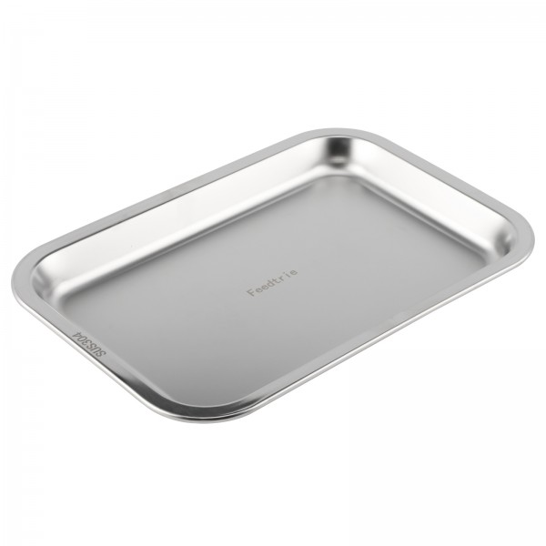 Feedtrie 12.4"x8.5"x1" Stainless Steel Tray for Household Use – High-Quality, Durable Construction with Smooth Rolled Edges – Rustproof and Versatile – Ideal for Serving, Organizing, and Baking – Easy to Clean