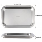 Feedtrie 12.4"x8.5"x1" Stainless Steel Tray for Household Use – High-Quality, Durable Construction with Smooth Rolled Edges – Rustproof and Versatile – Ideal for Serving, Organizing, and Baking – Easy to Clean