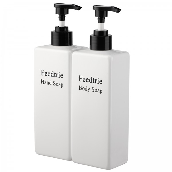 Feedtrie 2 pcs Empty Plastic Soap Dispensers with Pump – High-Quality PET Plastic, Leak-Proof and Sturdy – Portable and Versatile for Soap, Lotion, Hand Sanitizer – Ideal for Home, Office, and Travel