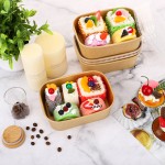 Feedtrie 5 Packs of Paper Bowls Charcuterie Boxes with Clear Lids Large Rectangle Kraft Bakery Bowl Boxes Disposable Microwavable To Go Food Containers Take Out Lunch Bowl Container for Cupcakes Sandwich Desserts Cake Cookies